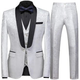 Spring Autumn Men's Casual Business Boutique Flower Suit Three Pieces Set / Men's Coat Jacket Pants Vest Trousers Waistcoat